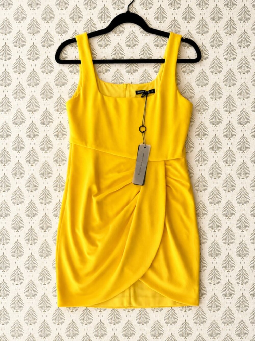 NWT Black Halo Yellow Aloy Mini Dress 8